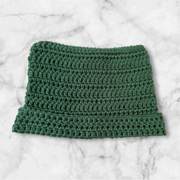 Crochet Cat Ear Cuff Beanie Unisex Green Brand New Handmade - Picture 2 of 4